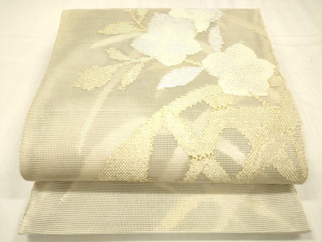 平和屋着物＊夏物　六通柄　本袋帯　籬草花文　金銀糸　正絹　逸品　DABD6906cm