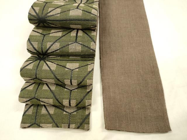 平和屋着物＊夏物　男性　角帯　格子麻の葉文　正絹　逸品　DABD6911cm 10,025円