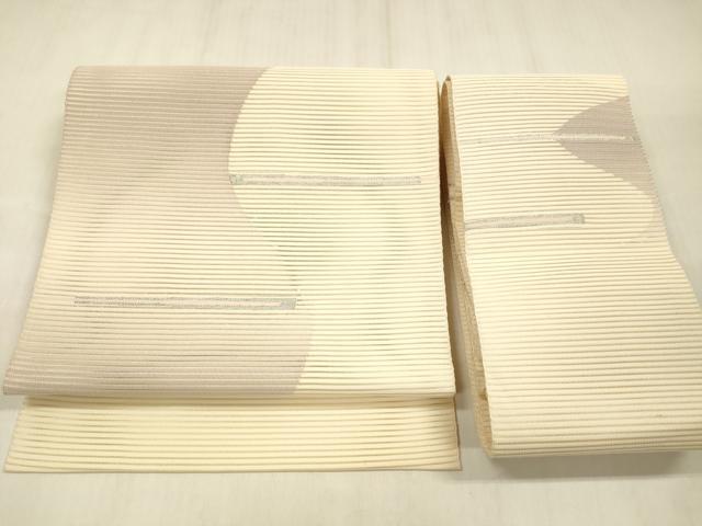 平和屋着物＊夏物　絽綴れ　つけ帯　抽象文様　銀糸　正絹　逸品　DABD6943cm