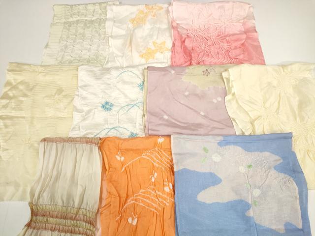 平和屋1□和装小物 上質な帯揚げ10枚セット 絞り 亀甲花文 編目
