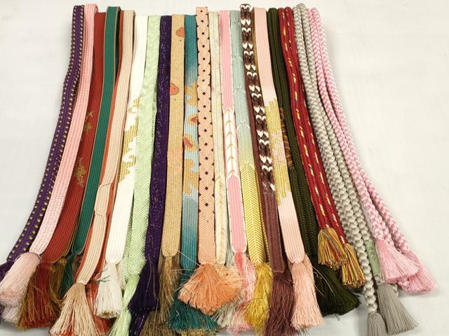 平和屋着物●和装小物　帯締め20本セット　高麗組　笹浪組　冠組　丸組　大和組　金銀糸　逸品　DABD7504zzz