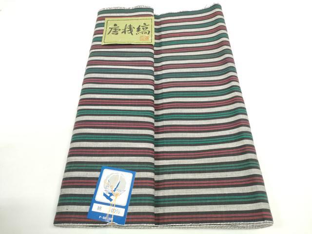 平和屋着物＊夏物　浴衣　反物　着尺　唐桟縞　綿　未使用　DABD7972zzz