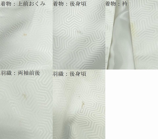 平和屋着物○男性 色紋付 長羽織セット 毘沙門亀甲地紋 白色 キング