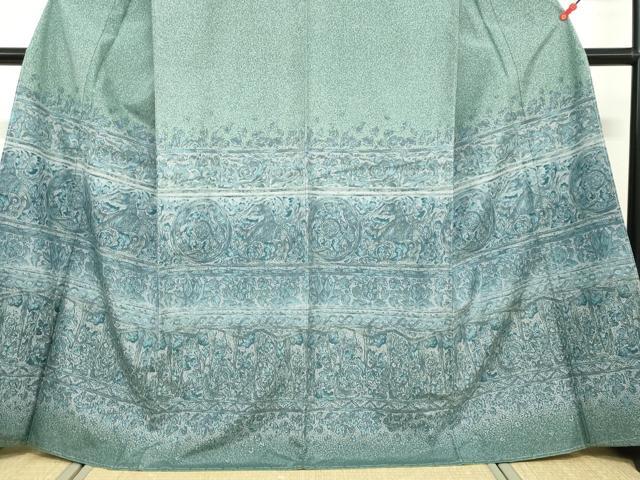 平和屋着物●本場染大島紬　訪問着　横段鳥獣草花文　正絹　逸品　未使用　DABD9071ud_3