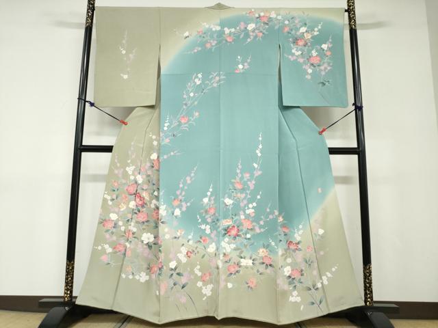 平和屋着物○訪問着 友禅 作家物 草花文 暈し染め 正絹 逸品