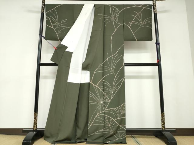 平和屋着物●訪問着　刺繍　枝葉文　正絹　逸品　DABD9091ud_1
