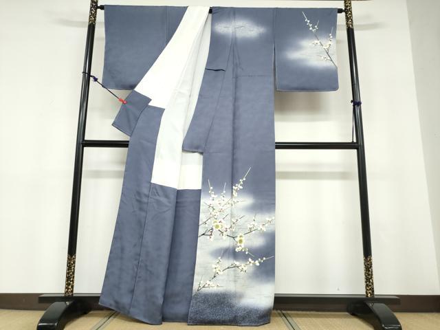 平和屋着物●人間国宝・羽田登喜男　訪問着　枝梅文　暈し染め　正絹　逸品　未使用　DABD9255ud_1