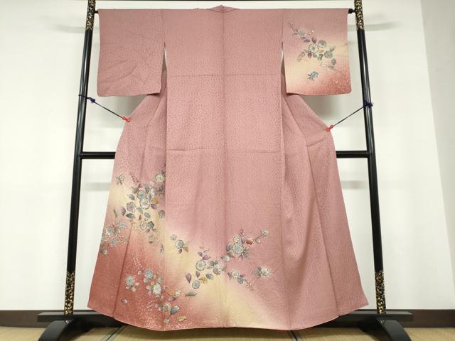 平和屋着物●訪問着　絞り　辻が花　暈し染め　金彩　正絹　逸品　DABD9275ud