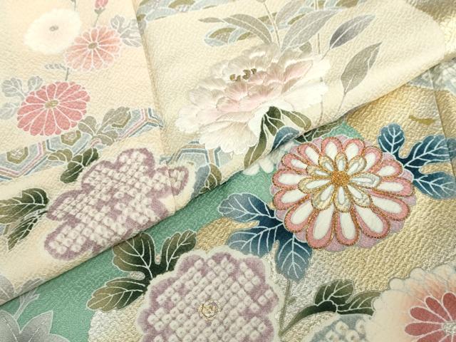 平和屋着物●訪問着　駒刺繍　流水鹿の子草花文　暈し染め　金銀彩　正絹　逸品　DABD9280ud_6