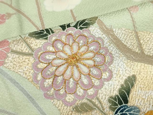 平和屋着物●訪問着　駒刺繍　流水鹿の子草花文　暈し染め　金銀彩　正絹　逸品　DABD9280ud_7