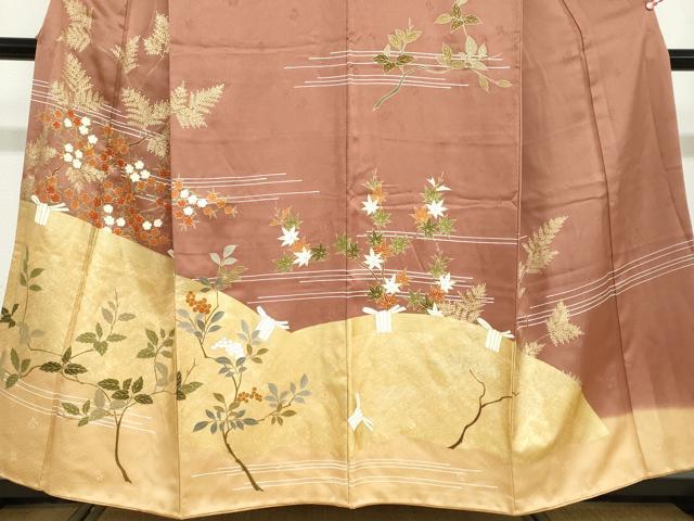 平和屋着物●訪問着　駒刺繍　草花籬文　金彩　正絹　逸品　DABD9313ud_3