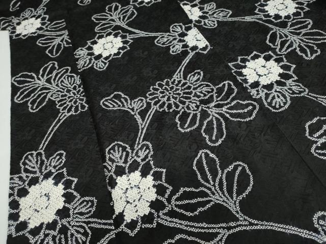 平和屋着物●上質な小紋　絞り　草花文　黒地　正絹　逸品　DABD9358ud_3