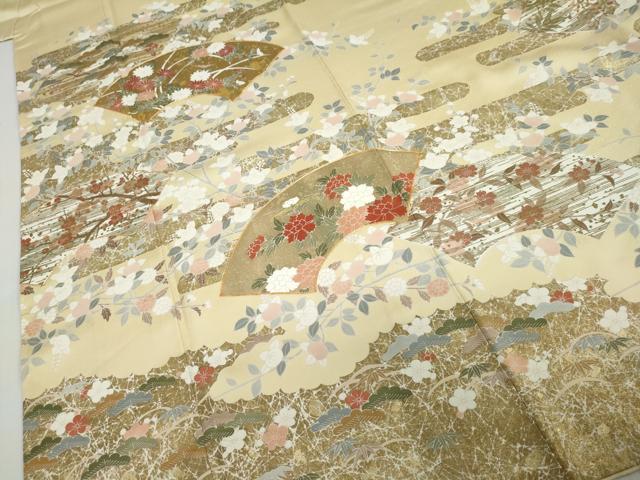 平和屋着物●訪問着　作家物　駒刺繍　地紙草花文　金彩　正絹　逸品　DABD9387ud_4