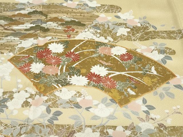 平和屋着物●訪問着　作家物　駒刺繍　地紙草花文　金彩　正絹　逸品　DABD9387ud_5