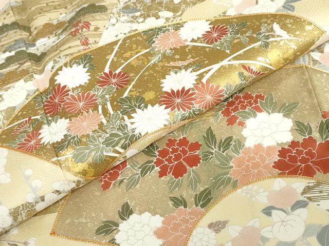 平和屋着物●訪問着　作家物　駒刺繍　地紙草花文　金彩　正絹　逸品　DABD9387ud_6