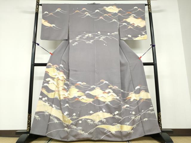 平和屋着物●訪問着　流水梅松文　金彩　正絹　逸品　DABD9443ud