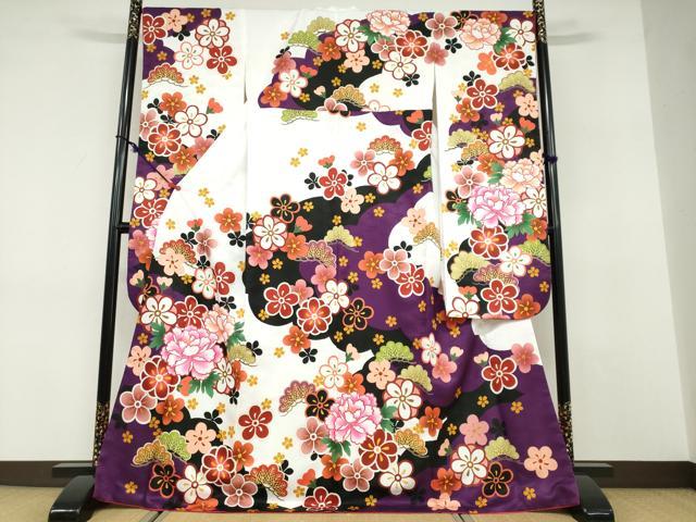 平和屋着物●H・L（アッシュエル）　HENRI-LUC CHAPUIS　振袖　草花文　洗える着物　DABD9459ud 29,575円