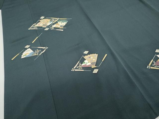平和屋着物●訪問着　駒刺繍　扇面草花文　金彩　正絹　逸品　DABD9489ud_4