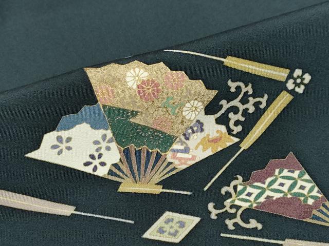 平和屋着物●訪問着　駒刺繍　扇面草花文　金彩　正絹　逸品　DABD9489ud_7