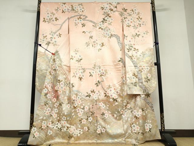 平和屋着物●豪華振袖　駒刺繍　枝桜文　金彩　正絹　逸品　DABD9510ud 38,870円