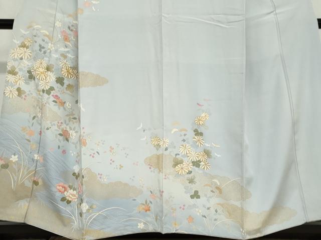 平和屋着物●訪問着　駒刺繍　流水雲取草花文　金彩　正絹　逸品　DABD9511ud_3