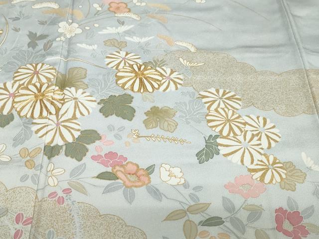 平和屋着物●訪問着　駒刺繍　流水雲取草花文　金彩　正絹　逸品　DABD9511ud_5