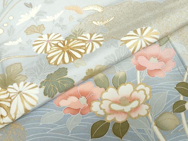 平和屋着物●訪問着　駒刺繍　流水雲取草花文　金彩　正絹　逸品　DABD9511ud_6