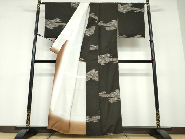 平和屋着物●本場大島紬　9マルキ　地空き　平安草花文　正絹　逸品　DABD9512ud_2