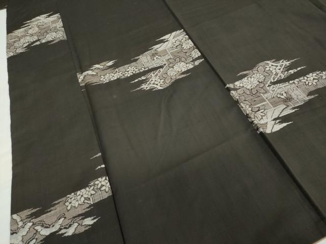 平和屋着物●本場大島紬　9マルキ　地空き　平安草花文　正絹　逸品　DABD9512ud_3