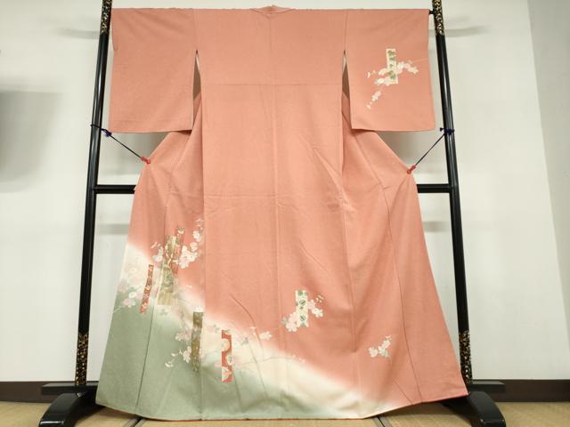 平和屋着物●訪問着　刺繍　短冊草花籬文　暈し染め　金彩　正絹　逸品　DABD9523ud 27,040円