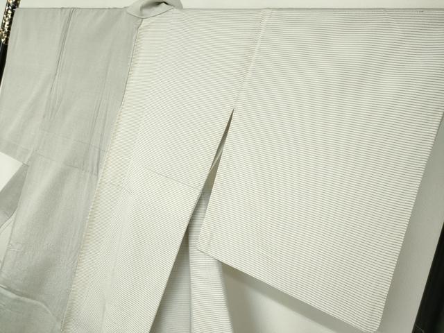 平和屋着物▽本塩沢　訪問着　単衣　片身替わり　横段文　正絹　逸品　DABD9682ud_3