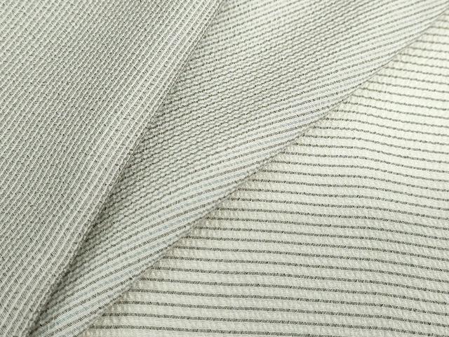 平和屋着物▽本塩沢　訪問着　単衣　片身替わり　横段文　正絹　逸品　DABD9682ud_6