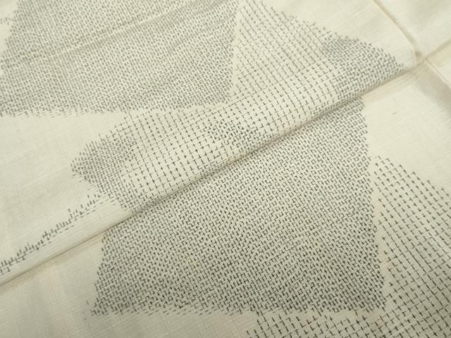平和屋着物▽上質な紬　単衣　色紙重ね文　正絹　逸品　DABD9737ud_4