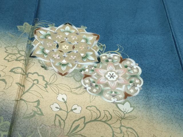 平和屋着物●訪問着　正倉院草花文　暈し染め　金彩　三越扱い　正絹　逸品　DABD9762ud_5