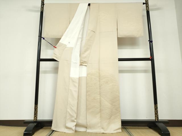平和屋着物●訪問着　駒刺繍　立波文　暈し染め　金彩　正絹　逸品　DABD9780ud_1