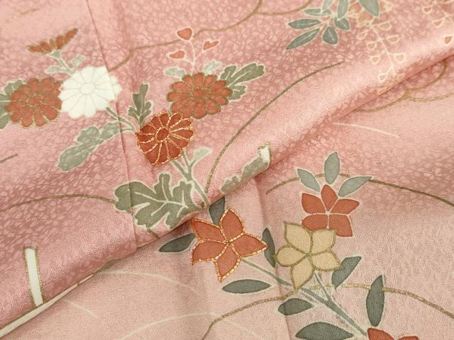 平和屋着物●訪問着　駒刺繍　草花文　暈し染め　金彩　正絹　逸品　未使用　DABD9946ud_6