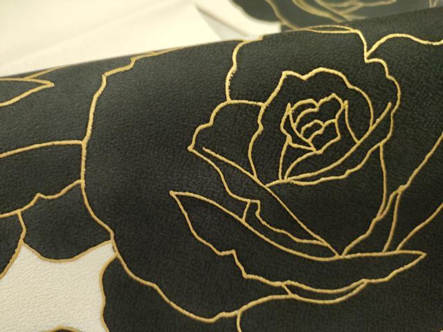 平和屋着物●九寸名古屋帯　薔薇　バラ　金彩　正絹　逸品　DABE1279op_3