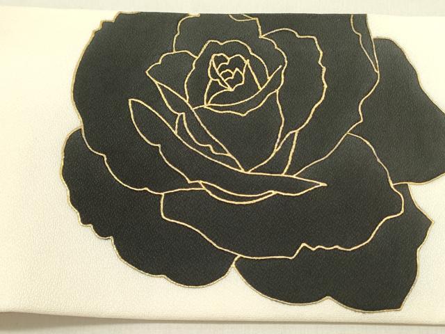 平和屋着物●九寸名古屋帯　薔薇　バラ　金彩　正絹　逸品　DABE1279op_5
