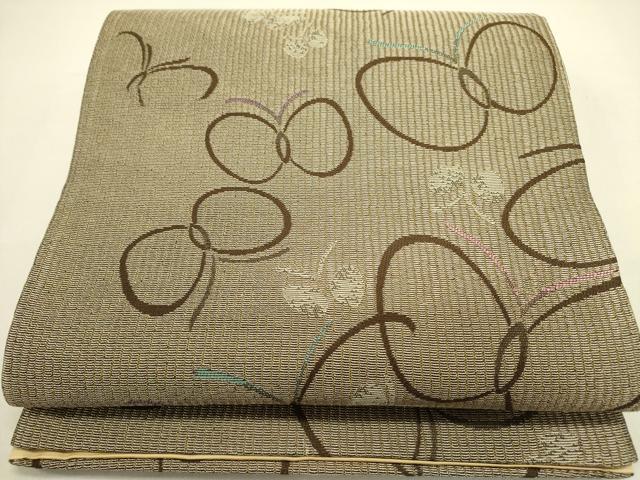 平和屋着物●六通柄袋帯　舞蝶文　正絹　逸品　DABE1335op