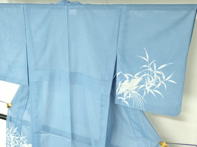 平和屋着物＊夏物　訪問着　絽　白鷺　シラサギ　金彩　洗える着物　DABE1429op_2