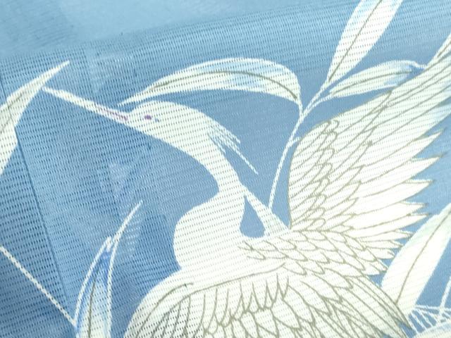 平和屋着物＊夏物　訪問着　絽　白鷺　シラサギ　金彩　洗える着物　DABE1429op_7