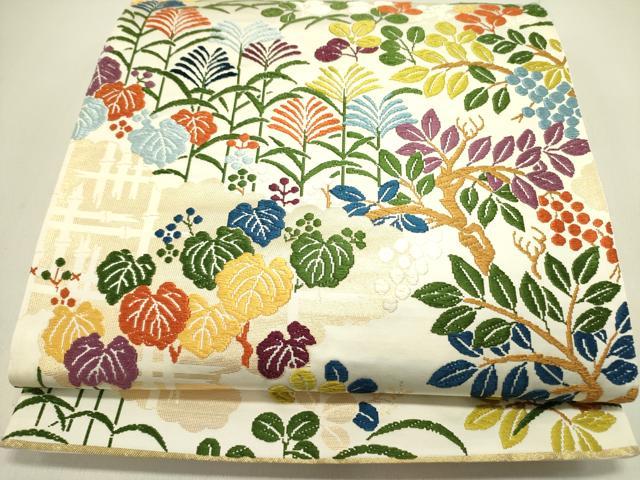 平和屋着物●六通柄袋帯　唐織　草花　金糸　正絹　逸品　未使用　DABE1739op 32,110円