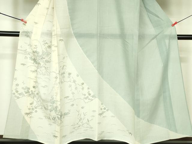 平和屋着物＊夏物　染織の名門　しょうざん 生紬　訪問着　絞り　花芝文　金彩　正絹　逸品　DABE1840op_3
