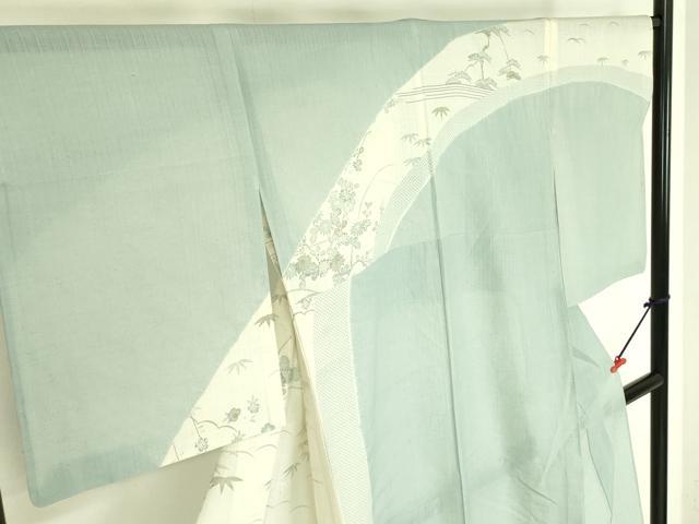 平和屋着物＊夏物　染織の名門　しょうざん 生紬　訪問着　絞り　花芝文　金彩　正絹　逸品　DABE1840op_2