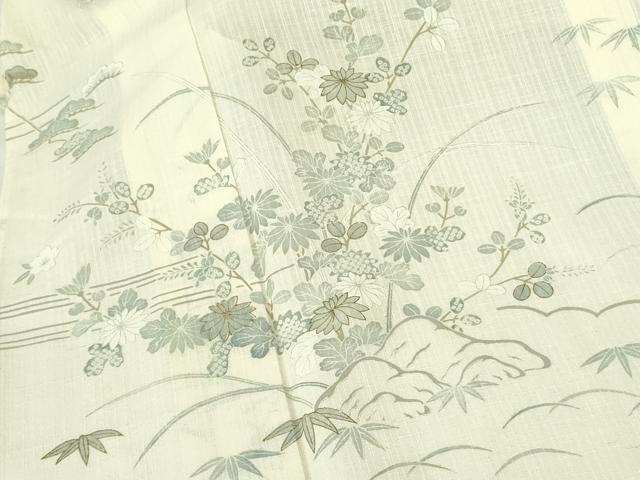 平和屋着物＊夏物　染織の名門　しょうざん 生紬　訪問着　絞り　花芝文　金彩　正絹　逸品　DABE1840op_5