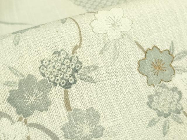 平和屋着物＊夏物　染織の名門　しょうざん 生紬　訪問着　絞り　花芝文　金彩　正絹　逸品　DABE1840op_7