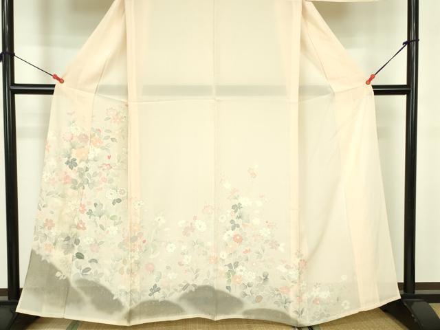 平和屋着物＊夏物　訪問着　絽　草花　暈し染め　銀彩　正絹　逸品　DABE1843op_3