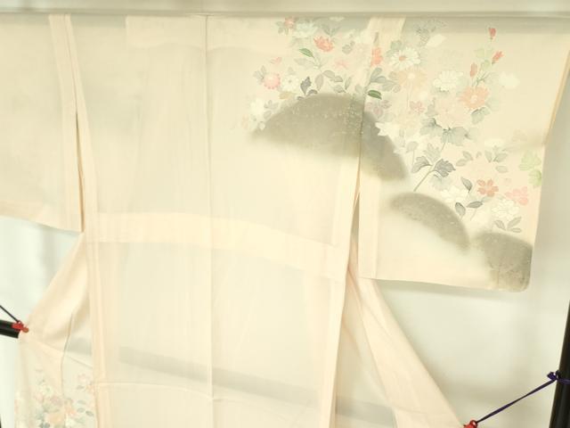 平和屋着物＊夏物　訪問着　絽　草花　暈し染め　銀彩　正絹　逸品　DABE1843op_2