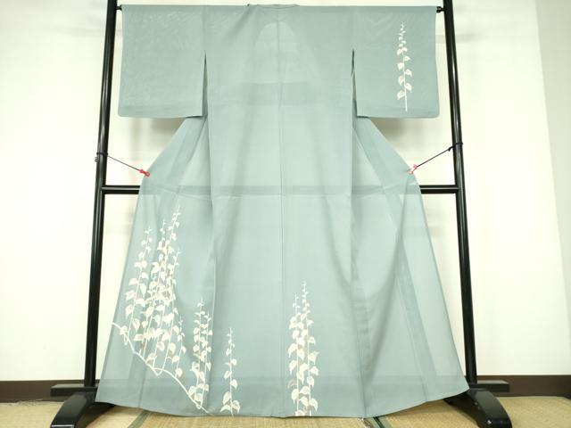 平和屋着物＊夏物　訪問着　絽　南天草花文　金彩　正絹　逸品　DABE1849op