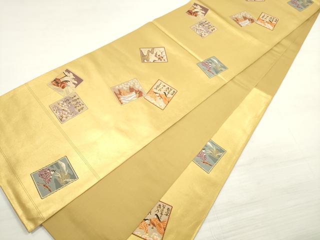 平和屋着物◎六通柄袋帯　唐織　かるた　古典金紗漆箔　正絹　逸品　DABE2121xg_3